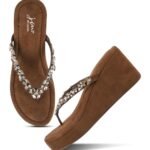 JM LOOKS Women Elegant Embellished Platform Wedge Sandals Designed for Comfort and Statement Style