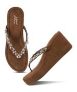 JM LOOKS Women Elegant Embellished Platform Wedge Sandals Designed for Comfort and Statement Style
