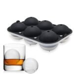 KARP Premium Imported Ice Ball Maker | Silicone 6 Cavity Easy Release 6Cm Round Whiskey Mould with Lid & Funnel for Cocktail & Bourbon - (Color-Black, Weight-300Grams)