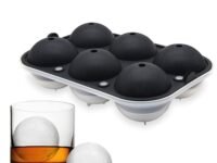 KARP Premium Imported Ice Ball Maker | Silicone 6 Cavity Easy Release 6Cm Round Whiskey Mould with Lid & Funnel for Cocktail & Bourbon - (Color-Black, Weight-300Grams)
