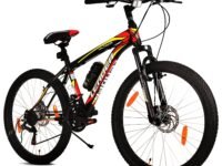 Leader Ultima Mens 26T Multispeed (7 Speed) Mountain Bike with Front Suspension & Dual Disc Brake - Matt Black/Red. Ideal for 12 + Years (Frame: 18 Inches)