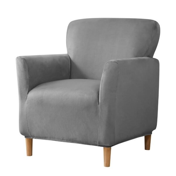 MIFXIN Banquet Armchair Slipcovers Chair Cover Velvet Stretch Armchair Sofa Cover 1 Piece Spandex Elastic Furniture Protector Couch Slipcover for 1-Seater Sofa with Arms (Dark Grey)