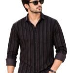 Majestic Man Men's Standard Slim Fit Striped Pure Cotton Casual Shirt