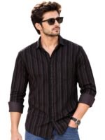 Majestic Man Men's Standard Slim Fit Striped Pure Cotton Casual Shirt