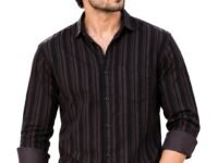 Majestic Man Men's Standard Slim Fit Striped Pure Cotton Casual Shirt