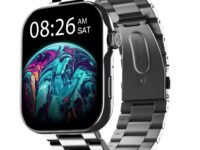 Noise ColorFit Ultra 3 Bluetooth Calling Smart Watch with Biggest 1.96" AMOLED Display, Premium Metallic Build, Functional Crown, Gesture Control with Metallic Strap (Glossy Silver: Elite Edition)