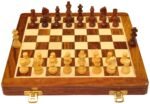PALM ROYAL HANDICRAFTS 12 Inches Wooden Handmade Foldable Magnetic Chess Board Set with Magnetic Pieces and Extra Queens for 2 Players for Kids and Adults (12x12 Inches, Brown)