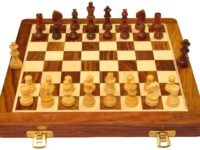 PALM ROYAL HANDICRAFTS 12 Inches Wooden Handmade Foldable Magnetic Chess Board Set with Magnetic Pieces and Extra Queens for 2 Players for Kids and Adults (12x12 Inches, Brown)