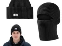 PROBEROS Balaclava Beanie Hat 2 in 1, Knitted Ribbed Winter Warm Cap