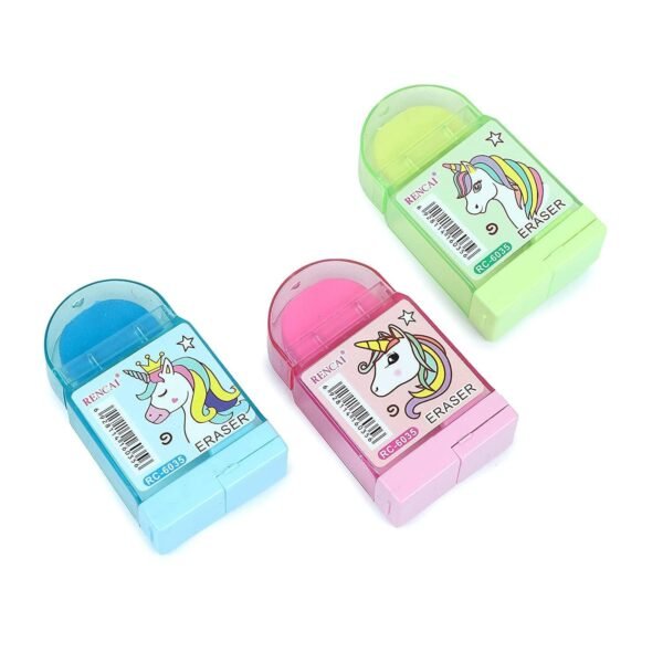 Pack of 2 Unicorn Eraser Cum Eraser, Sharpener 2 in 1 Set for Kids Birthday Party Return Gift Multi Color