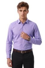 Peter England Men's Everday Regular Fit Solid Shirt | Cotton Rich | 5-Pin Pocketing