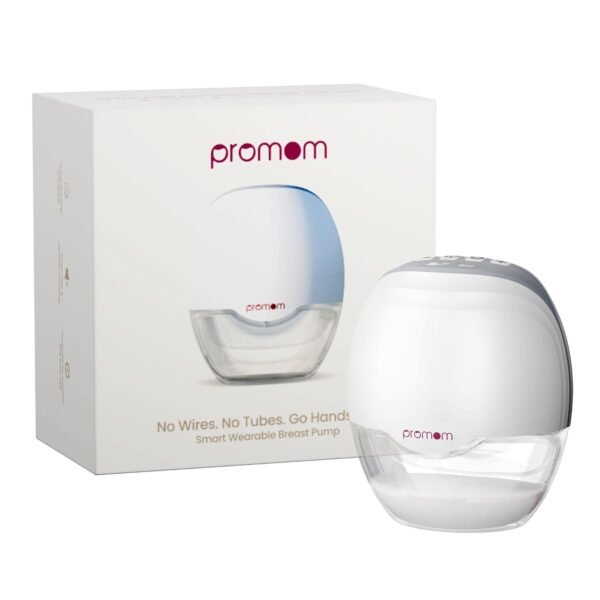 Promom Neo Wearable Electric Breast Pump for Feeding Mothers, Automatic Hands-Free Pumping Machine with 3 Modes & 8 Suction Levels, Portable & Cordless with USB Charging, FDA Approved, Patented DIAPHRAGM CASE Technology, Best-In Class Suction-450MmHg/60KPA, Smart LED Display, 160ml BPA-Free Milk Cup, Quiet & Compact (1 Year Warranty) - Pack of 1