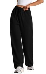 Q - RIOUS Women's Wide Leg High Waisted Baggy Lounge Sweat Pants Drawstring Athletic Flared Joggers with Pockets
