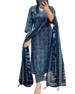 Rangnavi Women's Pure Cotton Printed Straight Kurta with Pants and Dupatta Set | Ethnic Set | Suit Set | Kurta Set