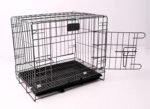 RvPaws Dog Cage Single Door Heavy Duty Folding Metal for Medium Size Dogs and Adults 18 Inch Suitable for Small Pets Only Like - Rabbit, Puppy, Cats (Silver - Black)