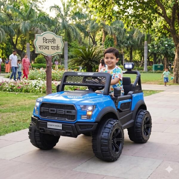 SHAKYA WORLD POBO Battery Operated Jeep for Kids Ride on with Music & Light Electric Car Jeep, Blue