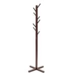STAR WORK - Indoor Home Foldable Natural Bamboo Clothes Corner Rack Saving Space Wooden Coat Hanger Stand (92-1 Walnut)