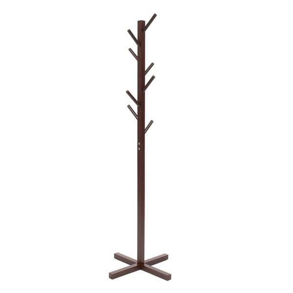 STAR WORK - Indoor Home Foldable Natural Bamboo Clothes Corner Rack Saving Space Wooden Coat Hanger Stand (92-1 Walnut)