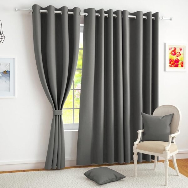 Story@Home 100% True Blackout Window Curtains 5 Feet Set of 1, Ash Grey
