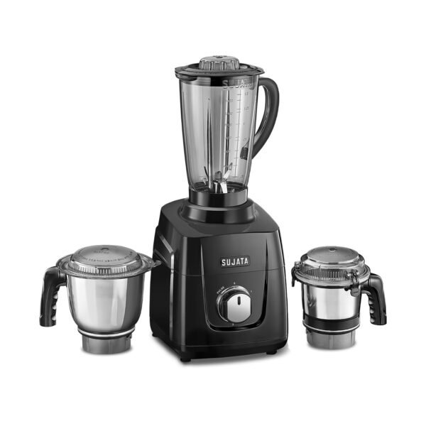 Sujata MG01 Mixer Grinder 1000Watts | Double Ball Bearing Motor|24000 RPM| Non-Stop 90 Mins Running|3 Jars including 1750ml Blender, 1000ml Grinder, 500ml Chutney Jar| (Black)