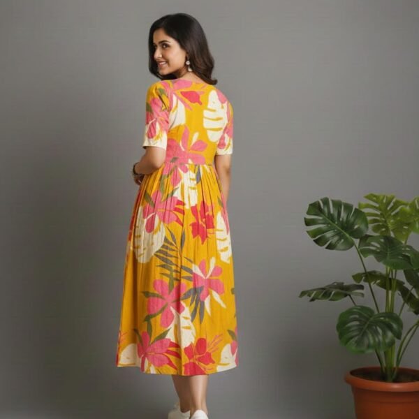 Summer Casual Wear Women Midi Dress | Floral Print Knee Length One Piece