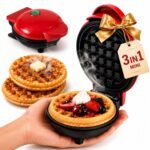 Tasmax Mini Waffle Maker Machine 3 In 1 Waffle Iron Home Appliances Kitchen Easy To Clean, 4 Inch, Perfect For Breakfast,Dessert, Sandwich, Pan Cakes, Other Snacks|Assorted - 350 Watts