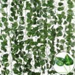 Tdas Plastic Artificial Plants Leaves Ivy Garlands Plant Greenery Hanging Vine Creeper Home Decor Door Wall Balcony Decoration Party Festival Craft, 80 Leaves(6 Pcs, Vine), 200cm