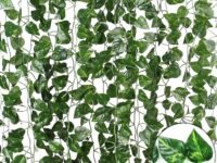 Tdas Plastic Artificial Plants Leaves Ivy Garlands Plant Greenery Hanging Vine Creeper Home Decor Door Wall Balcony Decoration Party Festival Craft, 80 Leaves(6 Pcs, Vine), 200cm