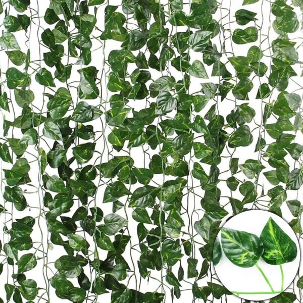 Tdas Plastic Artificial Plants Leaves Ivy Garlands Plant Greenery Hanging Vine Creeper Home Decor Door Wall Balcony Decoration Party Festival Craft, 80 Leaves(6 Pcs, Vine), 200cm