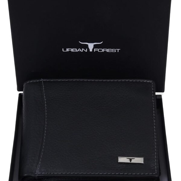 URBAN FOREST Oliver Black Leather Wallet for Men with RFID Protection
