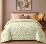 VAS COLLECTIONS 220 GSM Leaf Microfiber Reversible Ac Comforter/Blanket for Winter/Quilt/Duvets for Double Bed Size(230X250 Cm,Cream & Green)