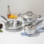Vinod Luxury Edition Triply Stainless Steel Cookware Set 5 Pc - Superior Finish, Cool Grip Handles, Mastercrafted Durability | 100% Safe, Non-Toxic, Nickel-Free | Frypan + Kadai & Saucepan with 2 Lids