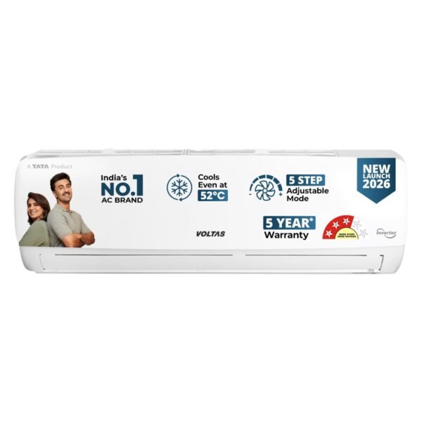 Voltas 0.95 Ton 3 Star, New Star Rated, Inverter Split AC (Copper, Convertible 5-in-1 Cooling Mode, Anti-dust Filter with Anti-Microbial Coating, Auto Clean, 123INV Vectra Elegant, 2026 Model, White)