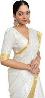 Yashika Women's Fashion Cotton Silk Saree with Blouse Material|| Pongal Special South Indian Kerala Saree With Blouse ||(AZ-YS-OG-PONGAL ONAM-P)