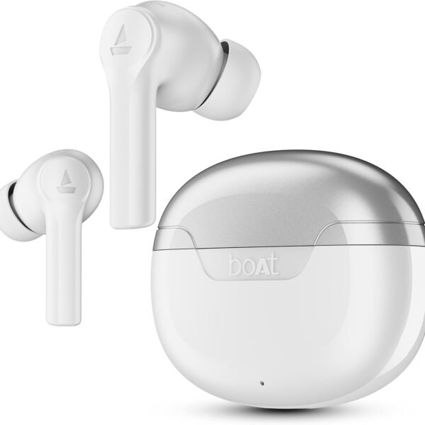 boAt Airdopes 300 TWS In-Ear Earbuds with 4 Microphones AI-ENx™, Spatial Audio, 50 Hours Playtime, Multipoint Connection, ASAP™ Charging, Beast™ Mode, Hearing Aid App Support (Chrome White)