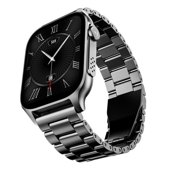 boAt Ultima Ember smartwatch with 1.96” AMOLED Display, AOD, Personalized Fitness Nudges, Functional Crown,100+ Sports Modes, Create Your Own Watchface, smartwatch for man and Woman (Steel Black)